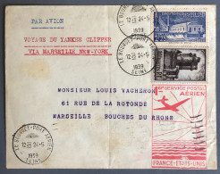 France, Divers Sur Enveloppe, Premier Service Postal Aérien France / Etats-Unis 1939  - (W1237) - Primi Voli