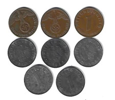 *germany Lot 1 Pfennig  1937a+38e+39a+40a+42a+42j+43a+44a  Cat Val 19,00 Euro - 1 Reichspfennig