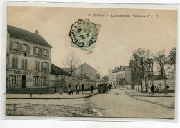 93 DUGNY Carte RARE La Place Des Pompiers Tour De Bois - Commerce De Vins Au Boin Coin   1906 / D21 2021 - Dugny