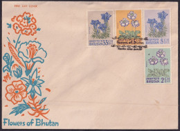 BHUTAN 1965 Flowers,Flora,Plant,Gentiana 5 & 33 CH,Primula,15 & 2 CH Chhetrum, FDC Cover (**) BHOUTAN - Bhoutan