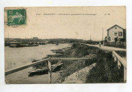 95 ERAGNY Péniches Pendant Le Chomage 1909 Timb D17  2023 - Eragny