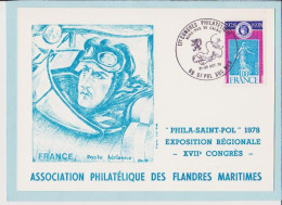 CPM - 59 ST POL SUR MER - AVIATION - MAQUETTE DU TIMBRE GUYNEMER - CACHET TEMPORAIRE 21 OCTOBRE 1978 - Saint Pol Sur Mer