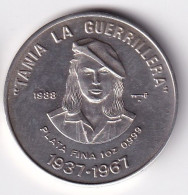 MONEDA DE PLATA DE CUBA DE 10 PESOS DEL AÑO 1988 DE TANIA LA GUERRILLERA (SILVER-ARGENT) - Kuba