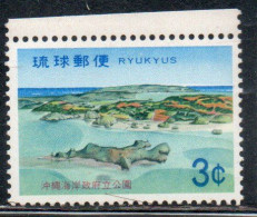 RYUKYU ISLANDS US POSSESSIONS IN JAPAN 1971 1972 GOVERNMENT PARKS MOUNT ARASHI FRON HANEJI SEA 3c MNH - Ryukyu Islands