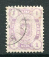 FINLAND 1882  1 Mk. Pale Mauve On Medium To Thick Paper, Perforated 12½ Used. Michel 19 By - Usados