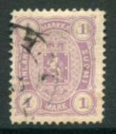 FINLAND 1882  1 Mk. Pale Mauve On Medium To Thick Paper, Perforated 12½ Used. Michel 19 By - Gebruikt