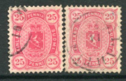 FINLAND 1881-82  25 P.in Two Shades  On Medium To Thick Paper, Perforated 12½ Used. Michel 17Bya-b - Used Stamps