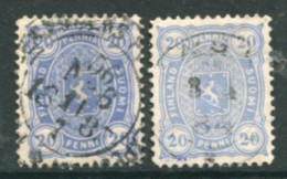 FINLAND 1881-82  20 P.in Two Shades  On Medium To Thick Paper, Perforated 12½ Used. Michel 16Bya-b - Used Stamps