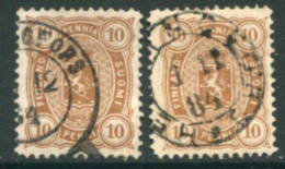 FINLAND 1882  10 P. On Thin And Thick Paper, Perforated 12½ Used. Michel 15Bxb, Yb - Usati