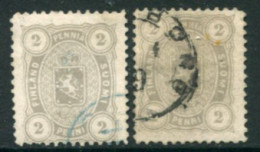 FINLAND 1882 2 P. Perforated 12½ In Two Shades Used.  Michel 12 Bya-b - Used Stamps