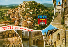 CPM-81- CORDES - Cité Médiévale - Multivues Bastide Fortifiée - Blason - Armoiries *SUP** 2scans - Cordes