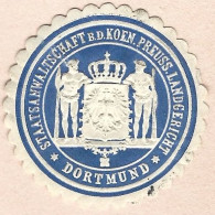 Cachet De Fermeture -    Dortmund - Staatsanwaltschaft B D  Koen Preuss Landgericht - Seals Of Generality