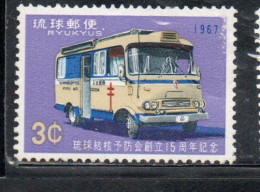 RYUKYU ISLANDS US POSSESSIONS IN JAPAN 1967 ANTI-TUBERCULOSIS SOCIETY MOBILE TB CLINIC  3c MNH - Riukiu-eilanden