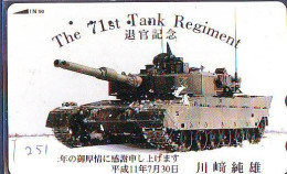 Télécarte JAPON * MILITARY TANK  TANK (251) War Tank * MILITAIRY LEGER ARMEE - Esercito