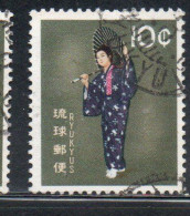 RYUKYU ISLANDS US POSSESSIONS IN JAPAN 1961 1964 DANCER 10c USED USATO OBLITERE' - Riukiu-eilanden