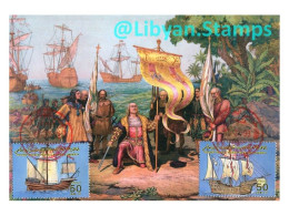 LIBYA 1993 Colombo Columbus Caravels Sailing Ships America (maximum-card) - Christoffel Columbus