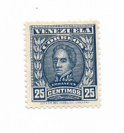 VENEZUELA 1911 RAFAEL URDANETA 25C MILITARY INDEPENDENCE MINT HINGED - Venezuela