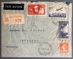 France, Divers Sur Enveloppe De Marseille 11.6.1938 Pour ANTALAHA, Madagascar - (W1253) - 1927-1959 Covers & Documents