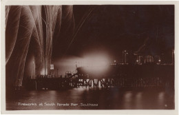 Southsea Pier Portsmouth Firework Show Antique Real Photo Postcard - Southsea