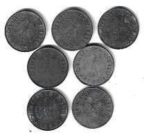 *germany Lot 10 Pfennig  1940a+40j+41a+41d+41f+43a+43f  (lot21) - 10 Reichspfennig