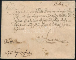 1787-1789 Között Tolnán Feladott Fél Lat Súlyú Félportós Levél Győrbe Címezve. Címoldalon 4kr Félportó, Amit A Címzett é - Autres & Non Classés