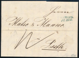 1847 Levél 12kr Portóval, Kék "SEMLIN" - Pesth - Otros & Sin Clasificación