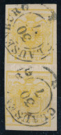 O 1850 1kr Függőleges Pár Kadmium Sárga Színben, MP III / Vertical Pair, Cadmium Yellow, Type MP III "CLAUSENBURG" Certi - Otros & Sin Clasificación