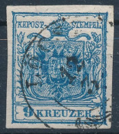 O 1850 9kr Sötétkék HP IIIa, Látványos ívszéli Bélyeg / Dark Blue HP IIIa, Margin Piece "LŐCS(E)" Certificate: Steiner - Sonstige & Ohne Zuordnung