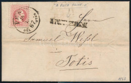 1867 5kr Levélen / On Cover "PEST / DÉLUTÁN" + "A POSTA (EL)IND. U." - Totis - Autres & Non Classés