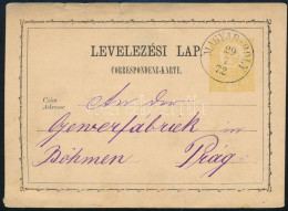 1872 2kr Díjjegyes Levelezőlap / PS-card "MAGYAR-BOLY" - Prag - Otros & Sin Clasificación