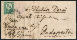 1875 Vegyes Bérmentesítésű Levél Réznyomat 3kr és Színesszámú 2kr Bélyeggel / Mi 9 + 15 On Cover "MEZŐ-EÖRS" - Budapest - Otros & Sin Clasificación