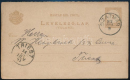 1891 2kr Díjjegyes Levelezőlap "SZATMÁR" - "TRIEST" - Sonstige & Ohne Zuordnung