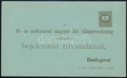 1897 Használatlan 2kr Díjjegyes Rendőrségi Kijelentési Lap (Hodobay) Kifogástalan Minőségben - Sonstige & Ohne Zuordnung