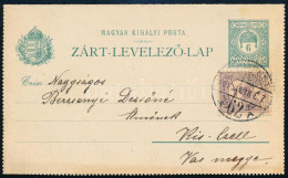 1901 6f Díjjegyes Zárt Levelezőlap Turul 4f Díjkiegészítéssel / PS-cover With 4f Additional Franking "BUDAPEST" - "KIS-C - Otros & Sin Clasificación