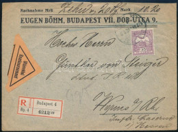 1912 Utánvételes Ajánlott Levél Turul 35f Bérmentesítéssel "BUDAPEST" - Worms (Németország, Hessen Tartomány) - Altri & Non Classificati