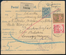 1917 Postai Csomagszállító Turul 60f + Arató 10f Bérmentesítéssel "ZÁDORLAK / TEMES. M." - "BALATONBOGLÁR" Katonai Kiseg - Otros & Sin Clasificación