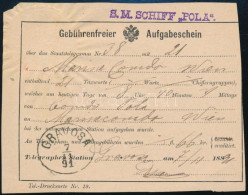1891 Távirati Díjnyugta "S.M. SCHIFF POLA" + "GRAVOSA" - Andere & Zonder Classificatie