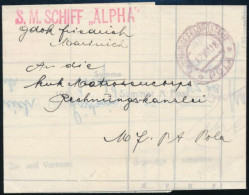 1918 Tábori Posta Nyomtatvány "S.M. SCHIFF ALPHA" - Autres & Non Classés