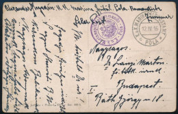1916 Tábori Posta Képeslap "K.u.k. Marinespitalskommando / Pola" - Sonstige & Ohne Zuordnung