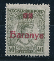 ** Baranya I. 1919 Zita 40f Antikva Számokkal, Bodor Vizsgálójellel (ránc / Creases) - Sonstige & Ohne Zuordnung