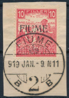 Fiume 1918 Fehérszámú Arató 10f M.II. Kivágáson. Signed: Bodor (800.000) - Otros & Sin Clasificación