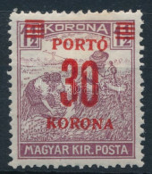 * 1921 Kisegítő Portó 30K Enyhén Fölfelé Tolódott Felülnyomással, Illetve Lemezhiba A 3-asban és A 0-ban - Otros & Sin Clasificación