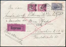 1931 Expressz Levél 2 X 6f + 1P Keskeny Madonna Bélyegekkel, Tarifahelyes 112f Bérmentesítéssel "BUDAPEST" - "MÜNCHEN" - Altri & Non Classificati