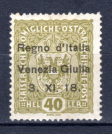 ITALIEN, JULISCH-VENETIEN, 1918 Freimarken Österreich, Ungebraucht* - Venezia Julia