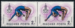 O 1980 Olimpia 2 Ft Pár, Pici Lila Pont A JÓZSEF Felett A Jobb Oldali Bélyegen - Andere & Zonder Classificatie