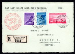 LIECHTENSTEIN, 1936 Zeppelinfahrt Europa-Nordamerika, Ab Frankfurt - Luftpost