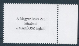 ** 2021 Bélyegnap 145Ft ívszéli Bélyeg "A Magyar Posta Zrt. Köszönti A MABÉOSZ Tagjait!" Hátoldali Felirattal - Sonstige & Ohne Zuordnung