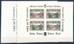 ** 1995/E1a Erdélyi Kiadású Hohe Rinne Centenárium Emlékív Cromalin Pár Színes és Fekete-fehér Nyomata / Souvenir Sheet  - Andere & Zonder Classificatie