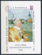 ** 1996 II. János Pál Pápa Apor Vilmos Sírjánál Imádkozik - Győr Emlékív / Souvenir Sheet - Autres & Non Classés