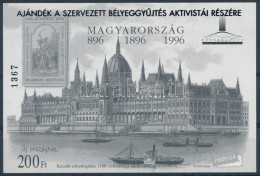 ** 1997/11 Ajándék A Szervezett Bélyeggyűjtés Aktivistái Részére Feketenyomat Emlékív Tévnyomata Tanúsítvánnyal (75.000) - Other & Unclassified